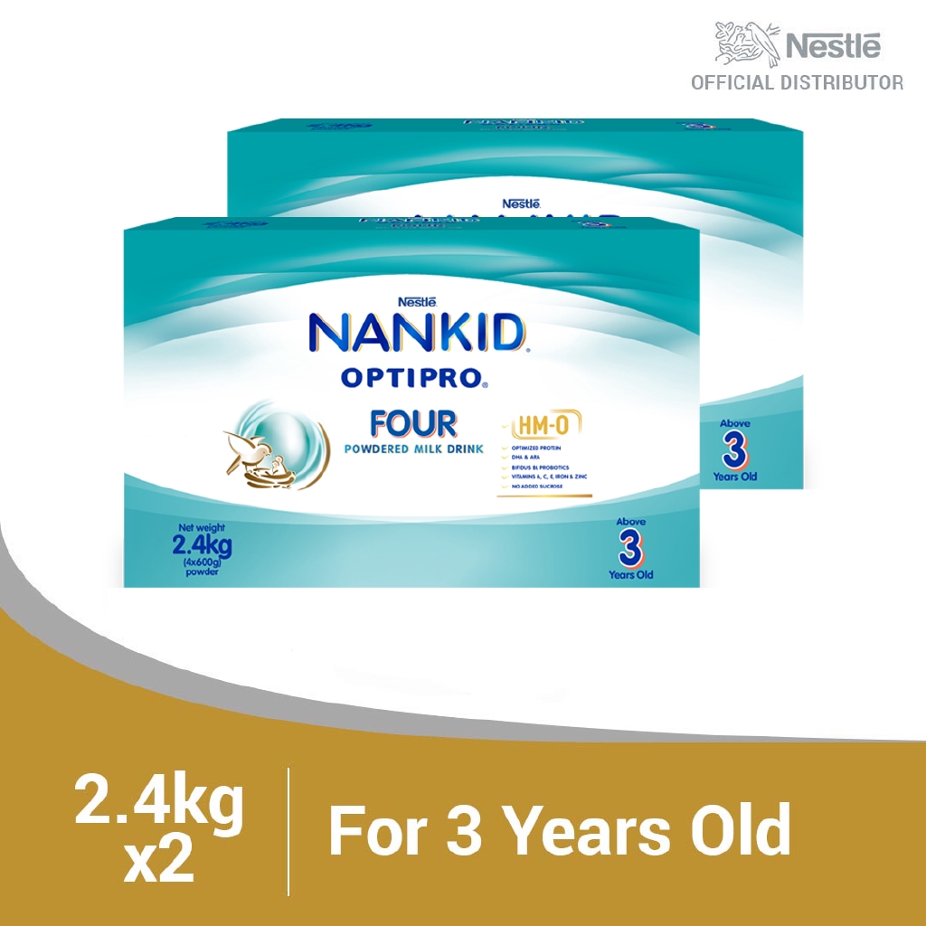 Nan Kid OptiPro Four Powdered Milk For Children Above 3 Years Old 2.4kg ...