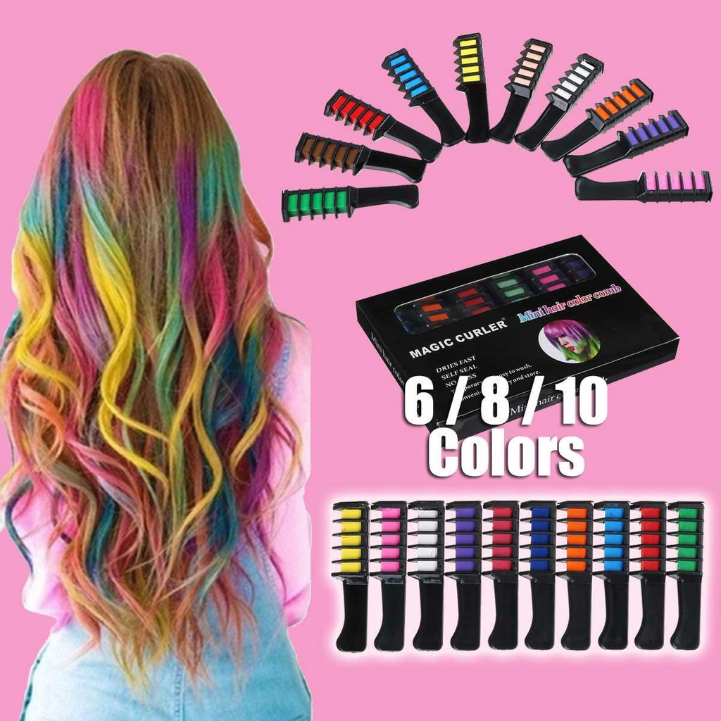 6/8/10 Color Portable Mini Hair Temporary Dyeing Comb Wet Dry Hair Chalk  Comb Dyeing Hair Tool Party Salon Makeup Tool | Shopee Philippines