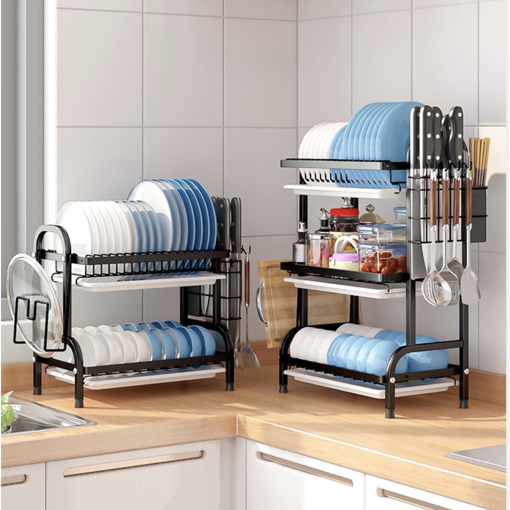 2 3 Tier Dish Drainer Drying Rack Kitchen Countertop Plate Organizer