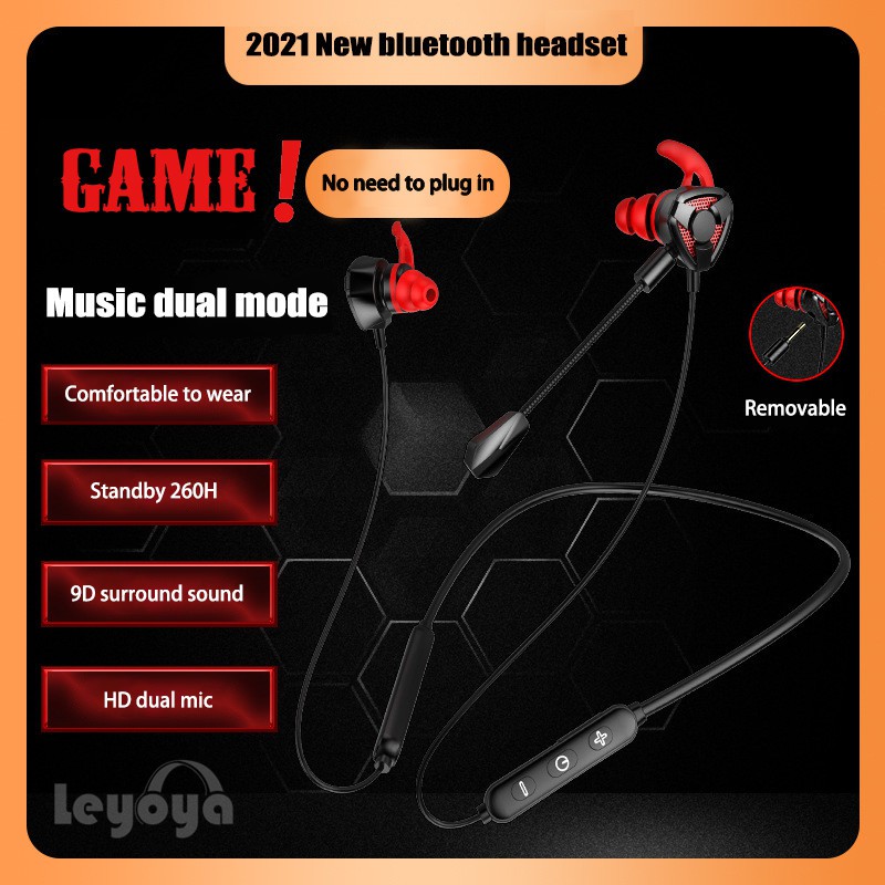 Leyoya Gaming Headset Bluetooth5.0 with Dual Mic Low latency PUBG Bass