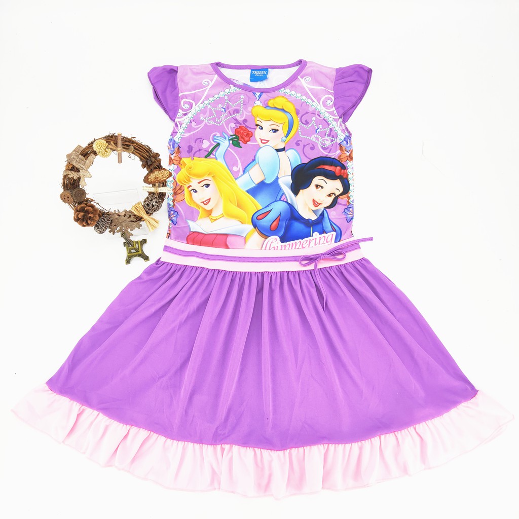 YLS High Quality Cute Disney Princess Child Girl Printed Cartoon Character  Long Dress Baby Gift | Shopee Philippines