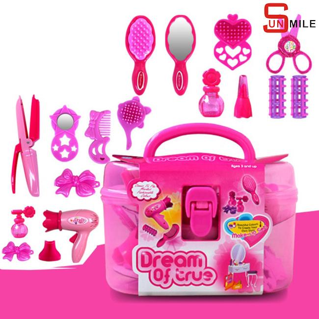 Kids Beauty Salon Toys Beauty Case With Hairdryer Comb Play