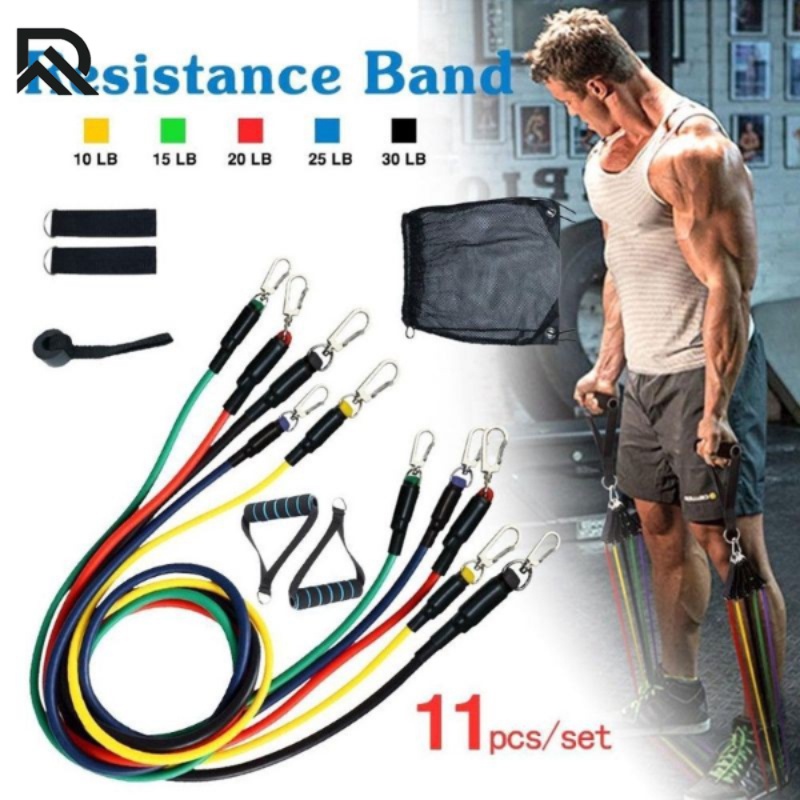 11piece Tension Band 100 Pounds Resistance Rope Body Workout Yoga