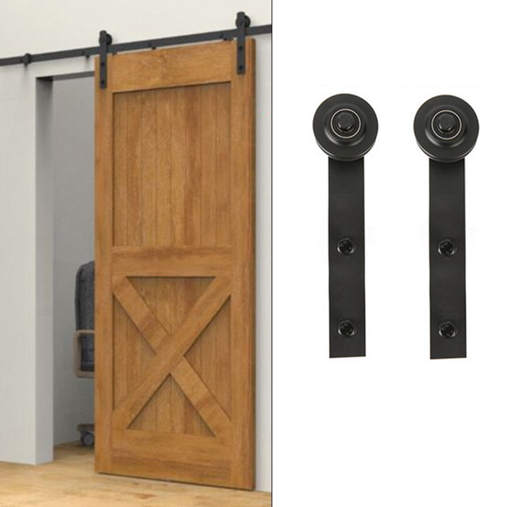 Sliding Barn Door Hardware Kit Top Mounted Hanger Track Black Steel Closet Door Roller For Rail Single Door Shopee Philippines