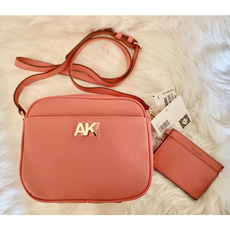 Anne Klein Camera Crossbody Bag W/ Card Case ( Coral Pink) Shopee Philippines