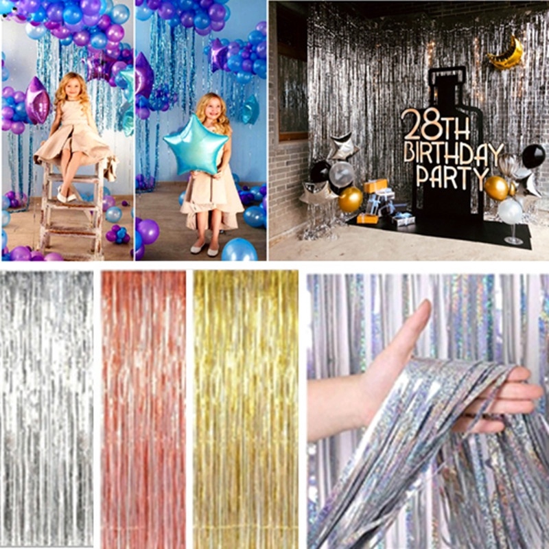 New Metallic Foil Fringe Shimmer Backdrop Wedding Birthday