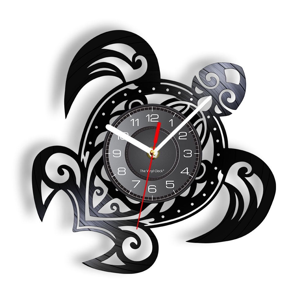 Sea Turtle Wall Clock Mechanical Steampunk Turtle Vinyl Record Wall