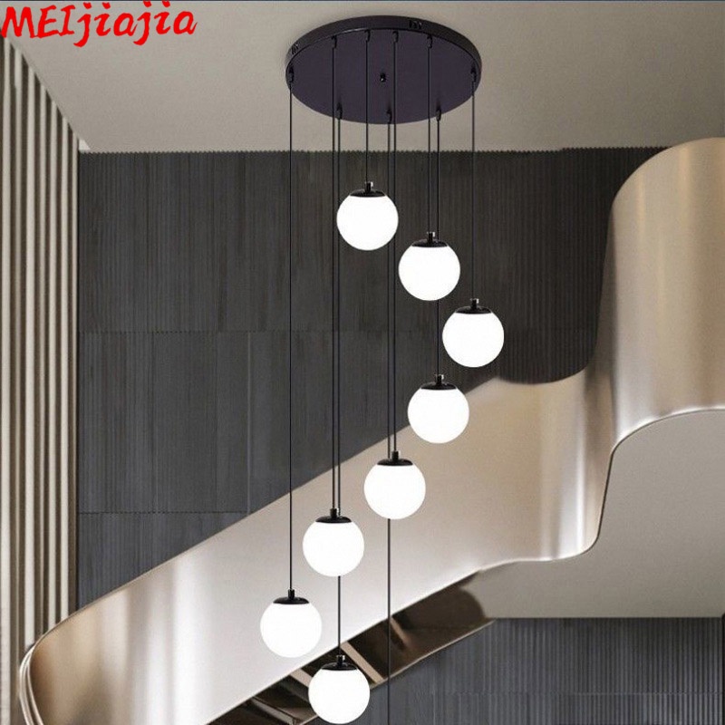 MEIJIAJIA Duplex Stair Chandelier Modern Minimalist Villa Apartment ...