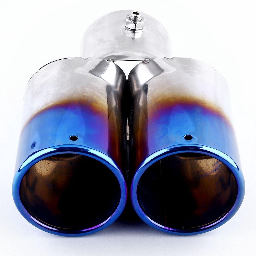 Universal Double Tube Silver Car Exhaust Muffler Vehicle Steel Tail Pipe