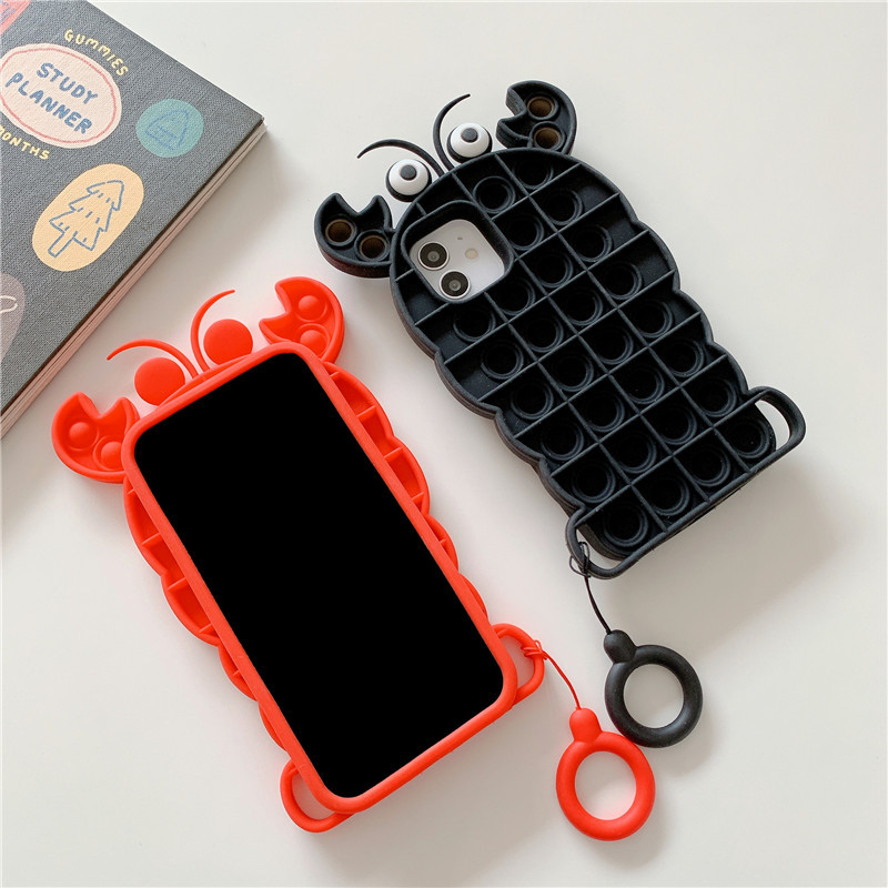 3d Lobster Pop It Fidget Iphone Case For Apple Iphone 11 12 Pro Max Mini 7 8 6 6s Plus Xr X Xs Max Shockproof Silicone Case Cover Toy Shopee Philippines