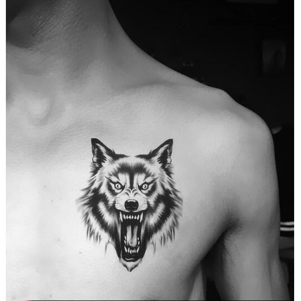Tattoo design❁✤3D wolf head totem tattoo sticker male chest big arm tattoo  sticker waterproof long l | Shopee Philippines