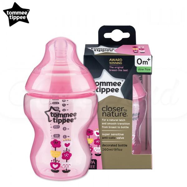 260ml Tommee Tippee 422571 Decorated 0m+ Anti-Colic Natural Breast Feeding Bottle Bpa Free 9oz Pack of 3 