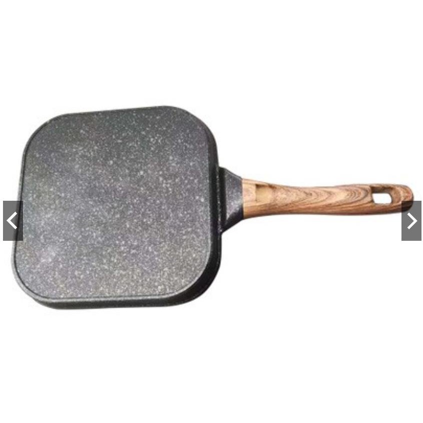 Egg Pan Fry 4 Hole Burger Pan Non-stick Ham Pancake Maker Wooden Handle