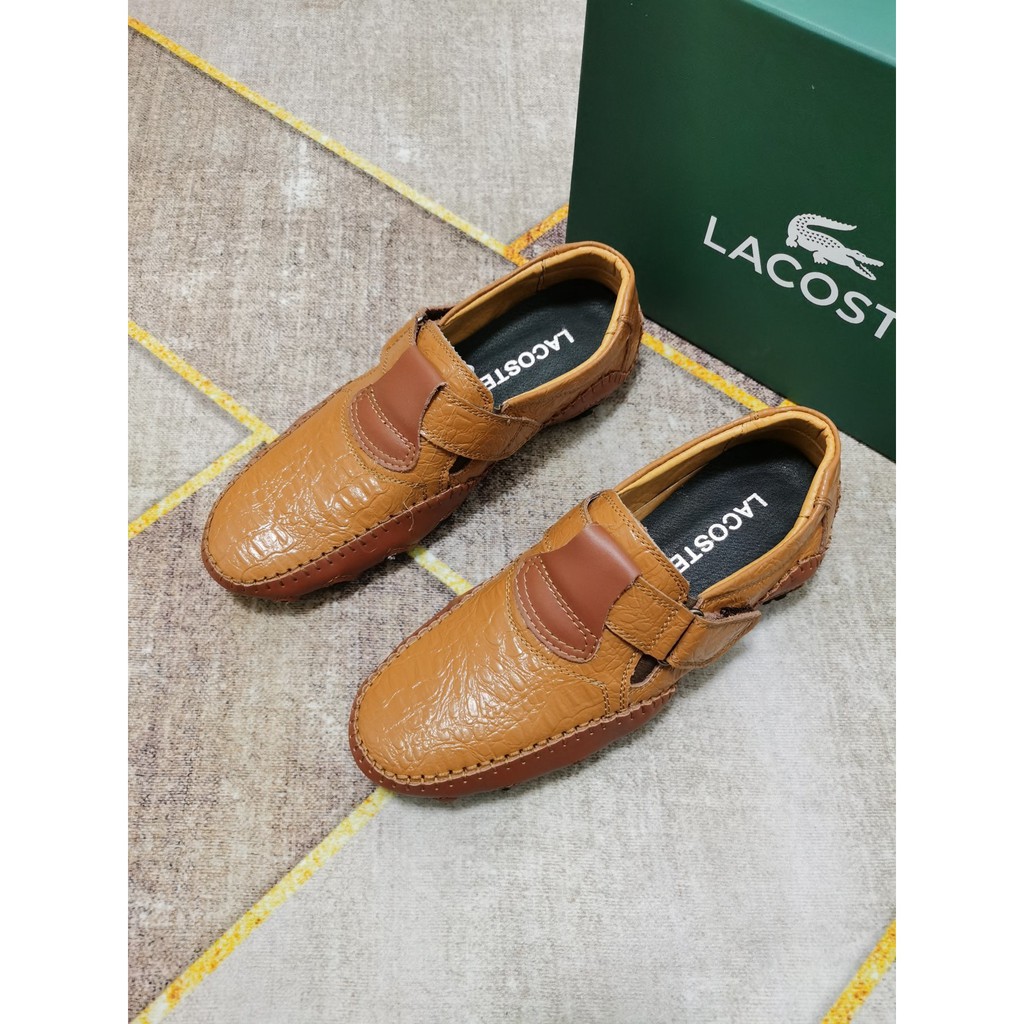 lacoste mens shoes slip on leather loafers