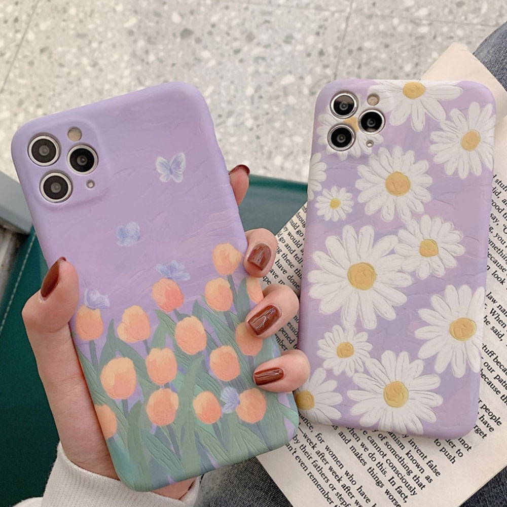 Cute Purple Daisy Phone Case For Iphone 11 Pro Max Coque 7 8plus X Xs Max Xr Se Floral Soft Silicon Back Cover Fitted Cases Shopee Philippines