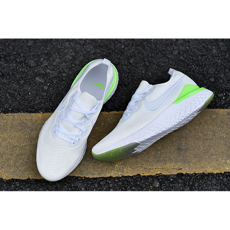 nike epic react flyknit 2 white green