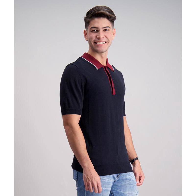 Bench Flat Knit Polo Shirt Dk Navy Blue Shopee Philippines