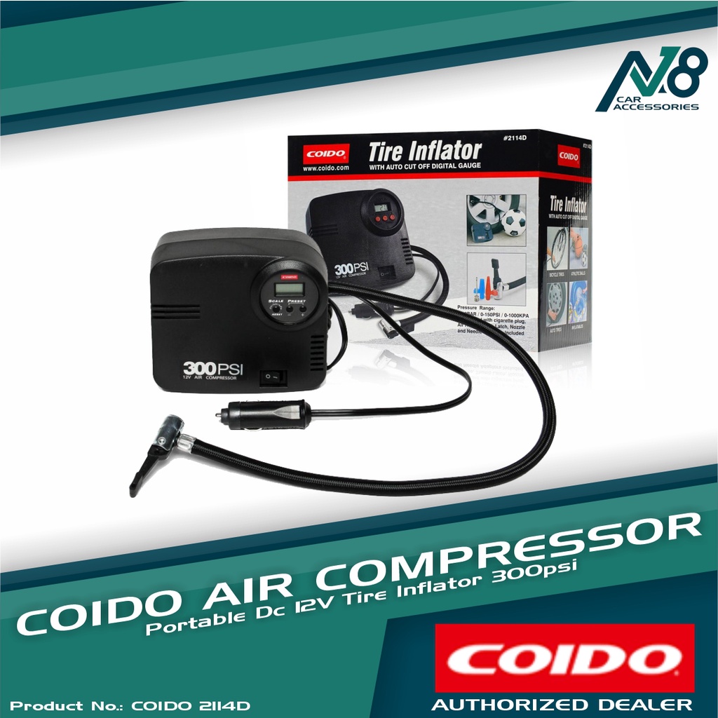 COIDO Tire Inflator Air Compressor Powerful PNCOIDO2114D Genuine