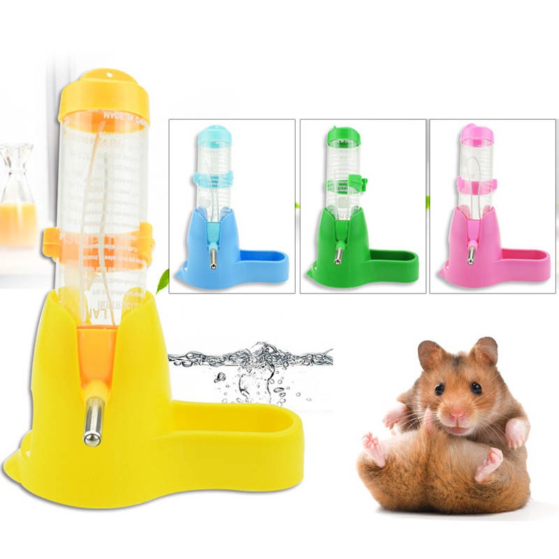 3 In 1 Hamster Water Bottle Holder 80ML Dispenser with Base Hut Small