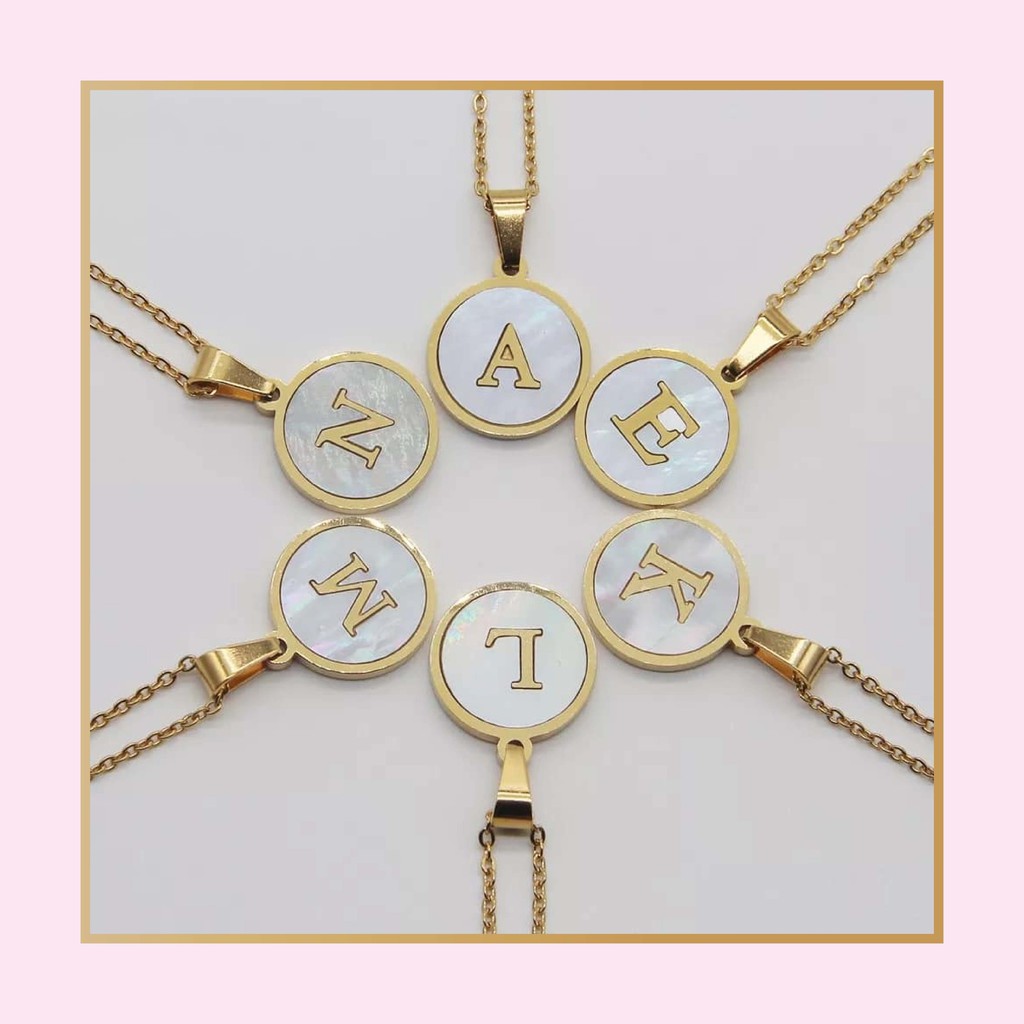 mother of pearl initial necklace