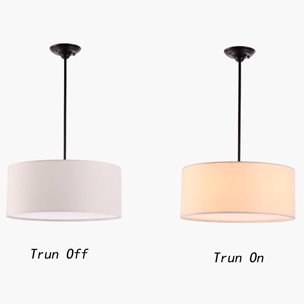 Modern Fabric Drum Pendant Light, Hanging Drum Lamp