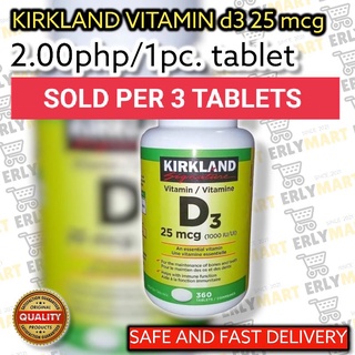 Kirkland Signature Vitamin D3 25mcg (1000IU/UI) Tablets Sold per 3 tablets (6 pesos per 3 tablets)