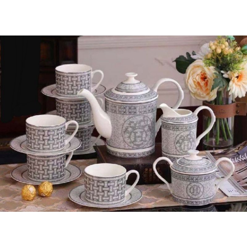 Hermes Mosaique silver inspired tea 15pcs /set Shopee Philippines