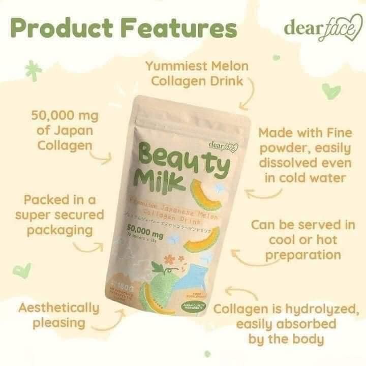 gain weight drink Dear Face Beauty Milk Premium Japanese Melon Strawberry Lychee Collagen Drink Bea