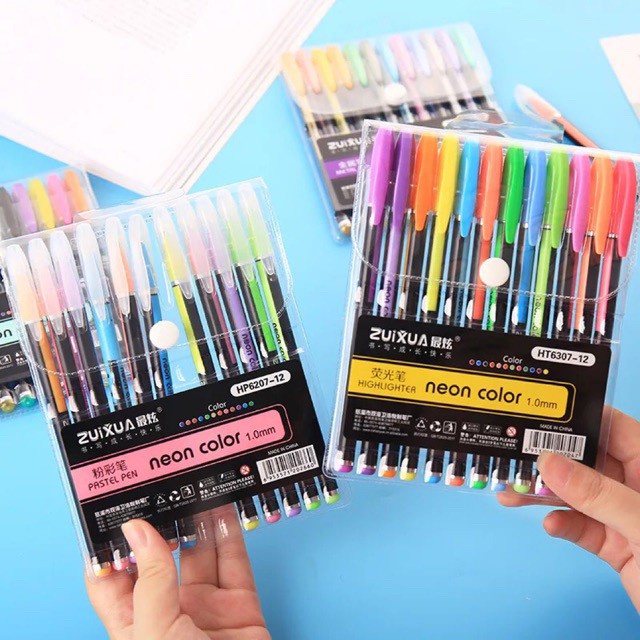 ZuiXua 12Pcs/Pack Color Gel Pens Neon Pen 1.0mm COD | Shopee Philippines