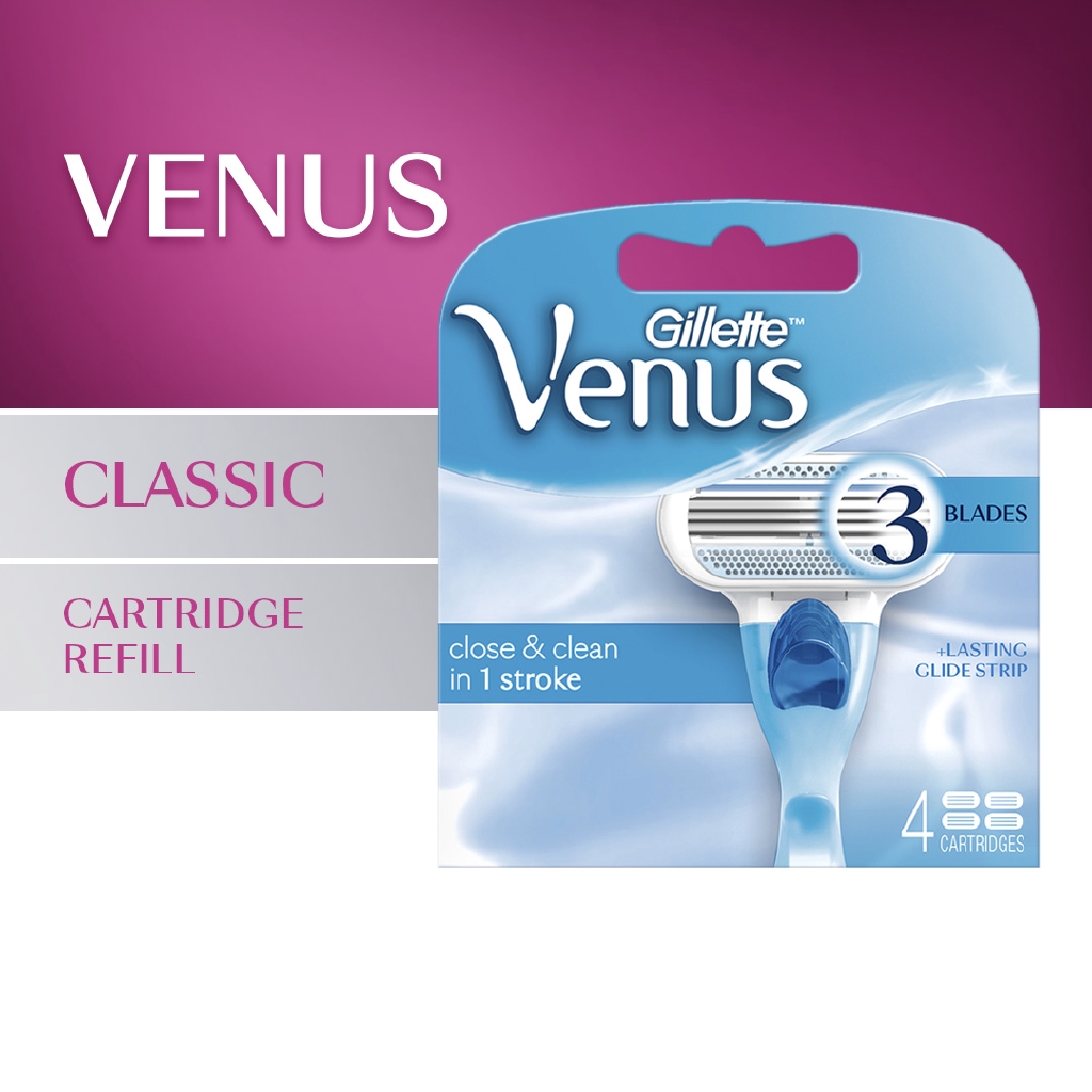 Gillette Shaver for Women Venus Classic Razor Blade 4 Refills | Shopee ...