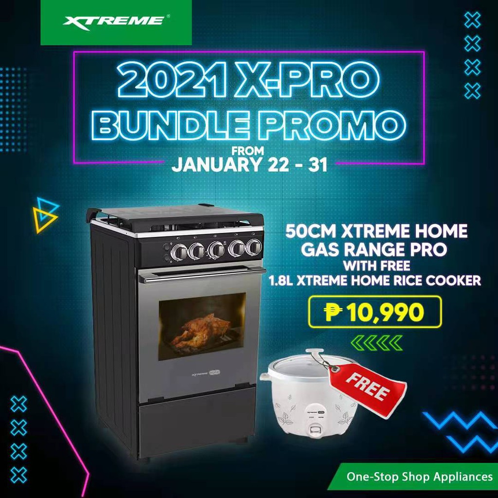 XTREME HOME 50cm 4Seal Burner 55L Oven Electric Ignition LPG Gas Source (Black Body) [XGR504G