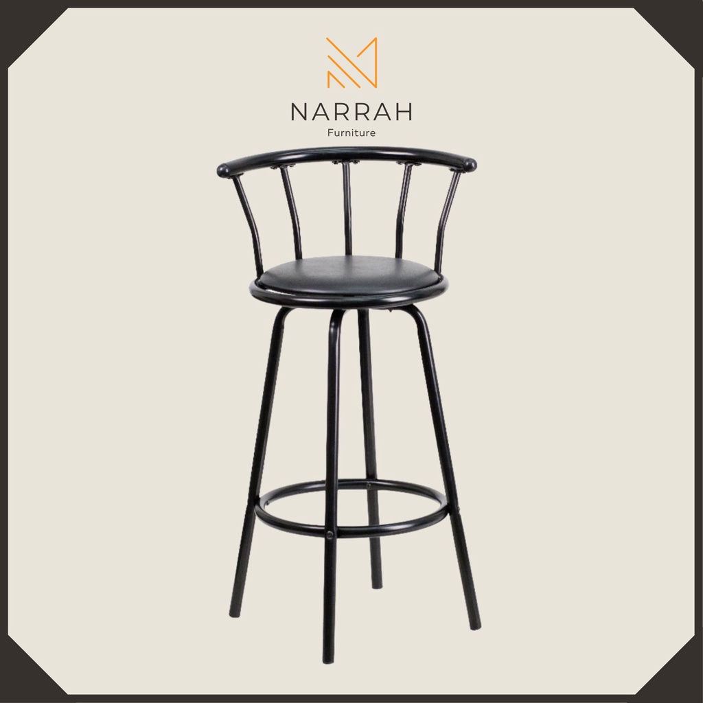 Metal Bar Stool Chair Stool Black Rotating / Swivel (17 x 21 x 39H