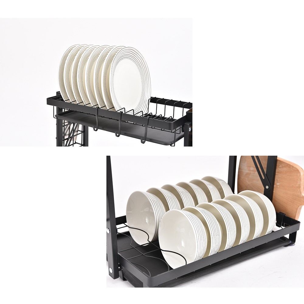 LOCAUPIN Foldable Dish Rack Removable Drying Drainboard Kitchen Sink Countertop Plates Cup Holder