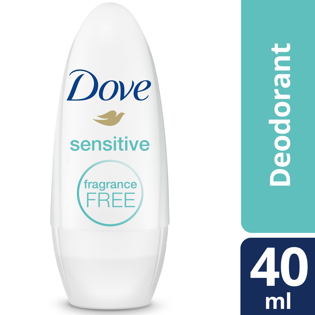 Dove Roll On Deodorant Sensitive Hypoallergenic Fragrance Free 40ml