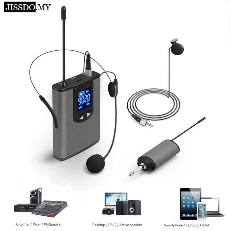 Wireless Headset Microphone/Lavalier Lapel Mic with UHF Bodypack