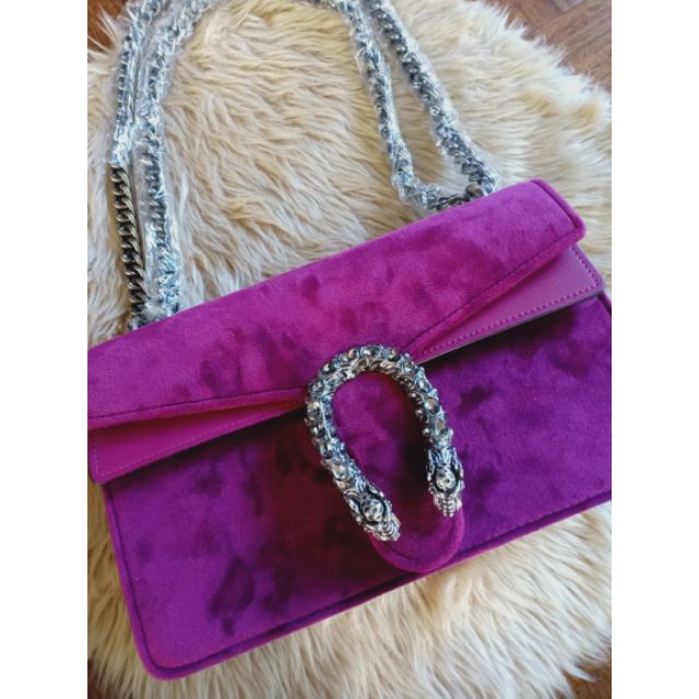 gucci velvet purple bag