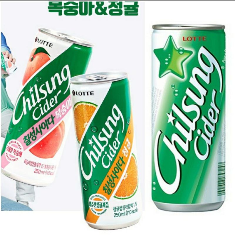 Chilsung Cider 250ml Original, Orange and Peach Flavor Shopee Philippines
