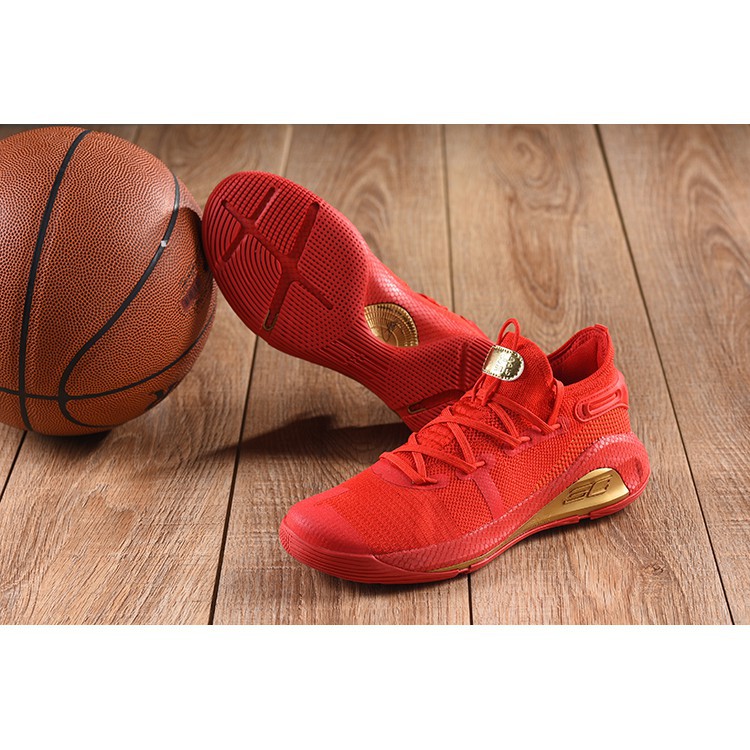 red and gold shoes