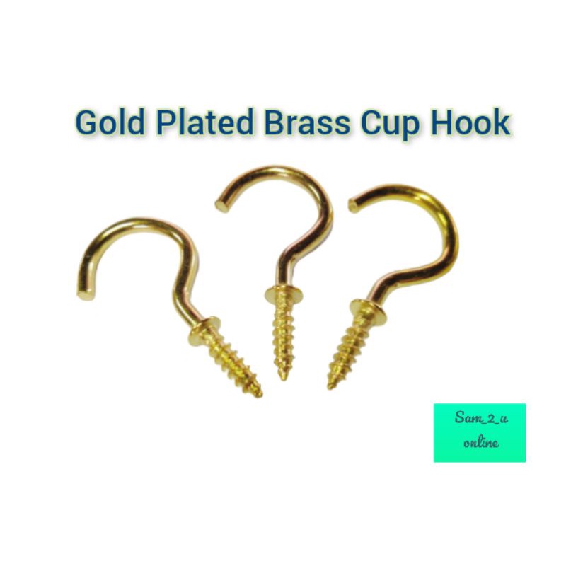 Brass Cup Hook 3/4" 1" Question Mark Hook Cangkuk Cawan Shopee