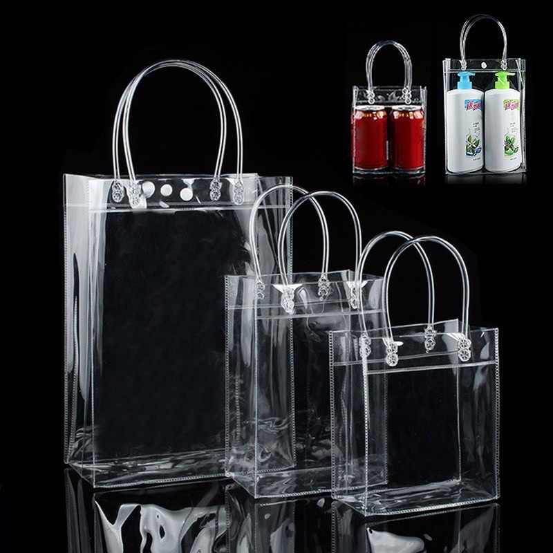 LSY 1pc PVC Clear Bag/ Tote bags/ Transparent PVC bag with handle/ gift ...