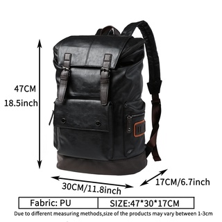 Men Pu Leather Backpack Men's Large Antitheft Travel Backpack Laptop Bag Black Bagpack Boy Big S #2