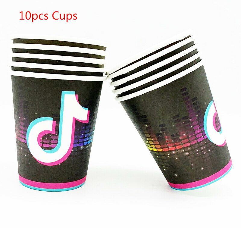Tik Tok Party Supplies Set for 16 Guests,Tik Tok Party Plates Napkins and Plastic Tablecloth Set,for Tik Tok Music Theme Birthday Party Decorations,Disposable Paper Tableware Set,Tik Tok Table Cover,Plates and Napkins for Kids Children or Adults. 
