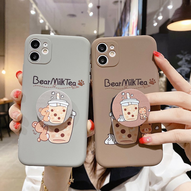 Popsocket Soft Case Ip Iphone 6 6s 7 8 Plus X Xr Se Xs Max 11 12 Pro Max Milk Bear Shopee Philippines