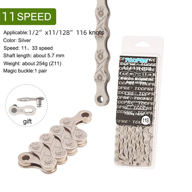 GORIX Bike Chain 9s/10s/11s Speed 116 Link Silver Bicycle Road MTB 