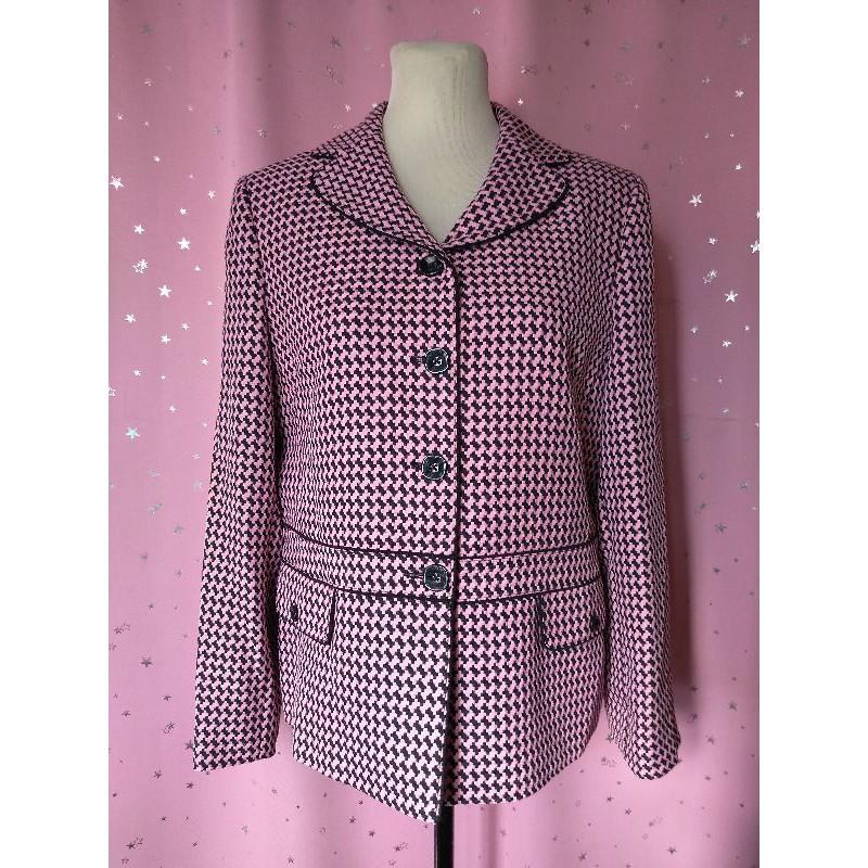 pink houndstooth blazer