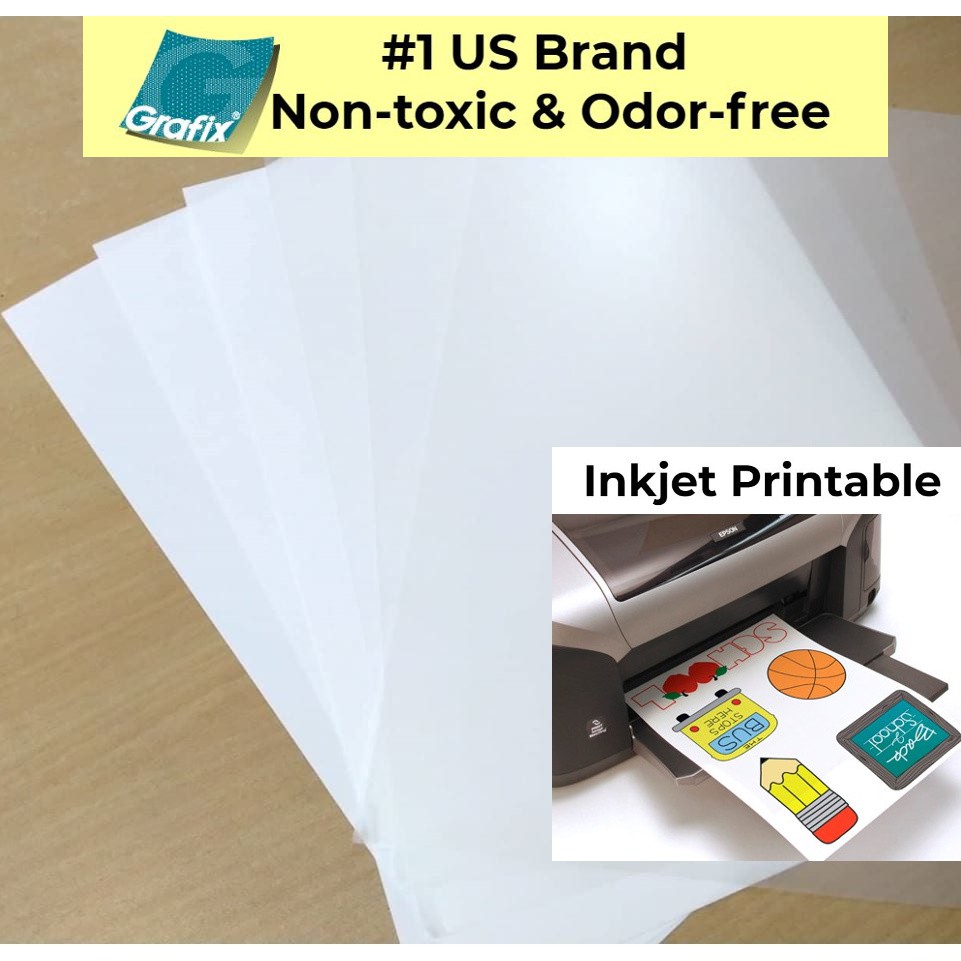 Shrink Plastic Inkjet Printable 8.5" x 11" Size Grafix 1 Sheet