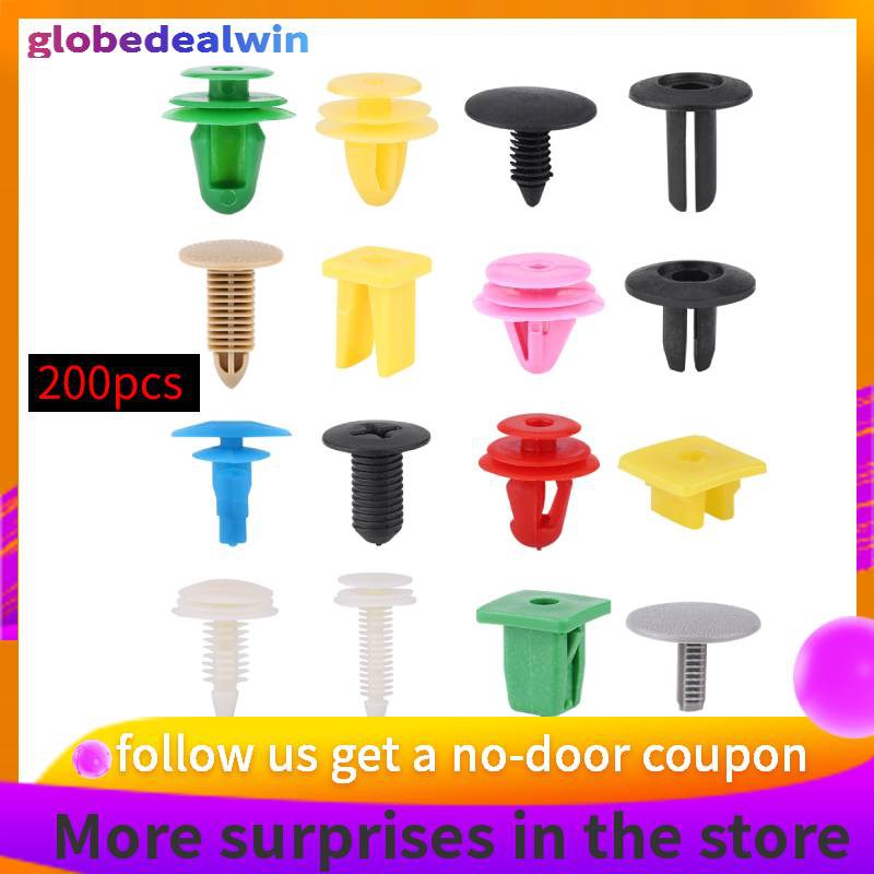 Ready 200pcs Assorted Plastic Car Door Trim Clip Bumper Fastener