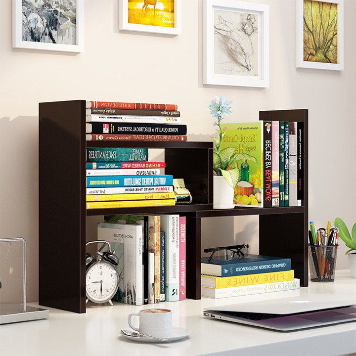 Small Desk Bookshelf Bookcase Office Storage Rack Simple ...