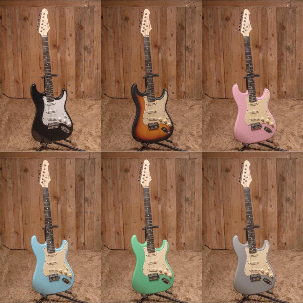 Cranberries Stratocaster Electric Guitar with FREE Chard 15 Watts Guitar Amplifier Package