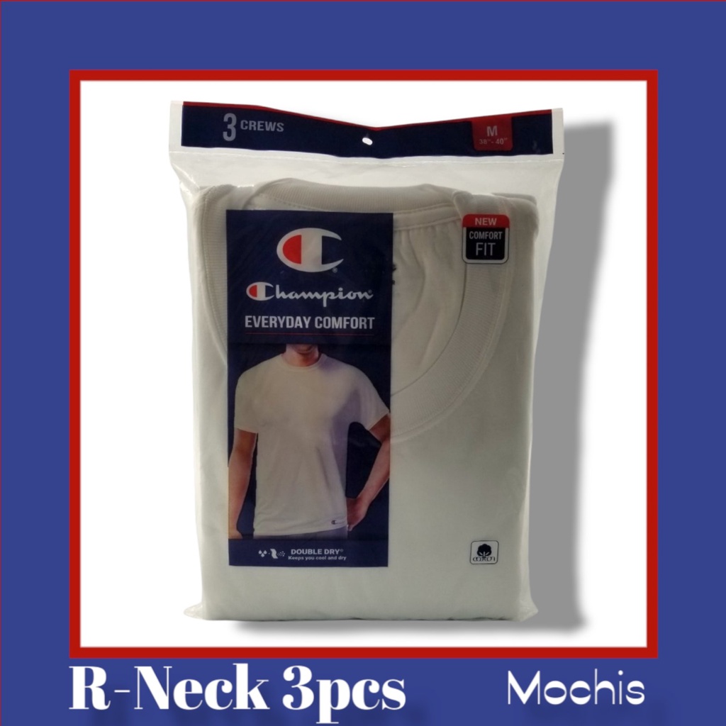 Champion 3 PCS Round Neck 100% coton White comfortable T-shirts (Pack of 3pcs)